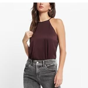NWT Express Satin Halter Neck Cami Bodysuit Size XS
